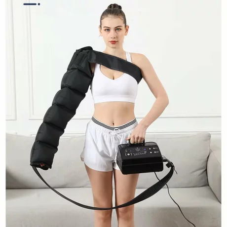 Aparat de presoterapie pentru drenaj limfatic si masaj pntru brat Alhena® M-PRO 3001, 4 X 4 camere de compresie aer, 6 moduri de tratament, Marime XXL