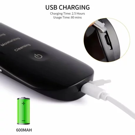 Aparat Ultrasunete Curatare Ten, Alhena®, Spatula Faciala Ultrasonica 26.000 Vibratii/Minut Pentru Exfoliere si Eliminarea Impuritatilor, negru