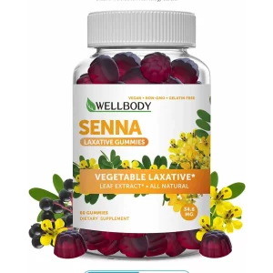 Jeleuri cu extract natural de frunze de Senna – Laxativ Bland pentru Constipatie, Detoxifiere, Tranzit Intestinal Regulat – 60 Bucati