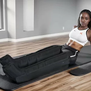 Aparat de presoterapie pentru drenaj limfatic si masaj Alhena® M-PRO 3001, 2 X 6 camere de compresie aer, 6 moduri de tratament, 30-250 mmHg, recuperare medicala, masaj terapeutic, refacere musculara, marimea XL, negru