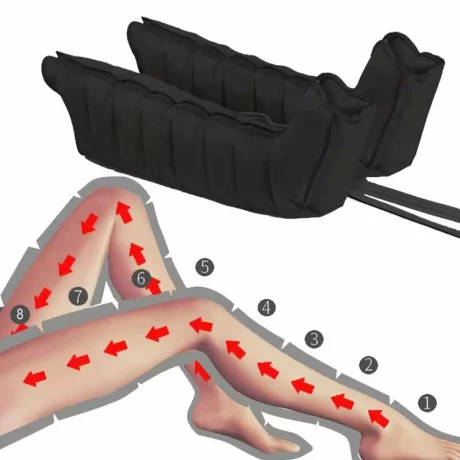 Aparat de presoterapie pentru drenaj limfatic si masaj Alhena® M-PRO 3001, 2 X 6 camere de compresie aer, 6 moduri de tratament, 30-250 mmHg, recuperare medicala, masaj terapeutic, refacere musculara, marimea XL, negru