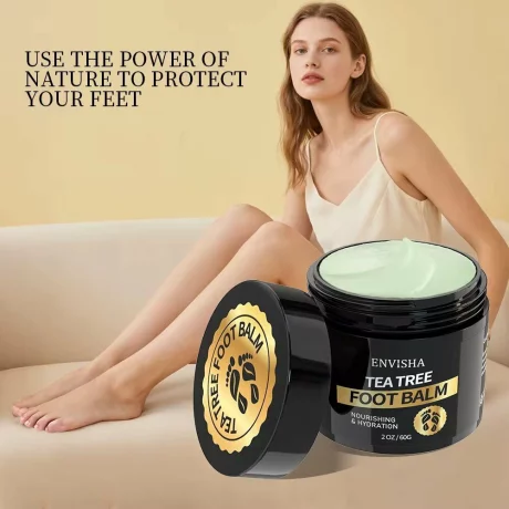 Cremă reparatoare vegană Alhena®, pentru picioare și mâini, hidrateaza în profunzime, calmează, îndepărtează pielea moartă, balsam pentru picioare cu arbore de ceai, 60g