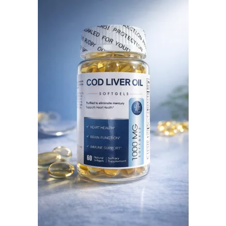 Ulei de ficat de cod capsule moi, Ulei de pește de mare adâncime, Supliment DHA EPA