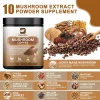 Set 10 Cafea instant din ciuperci Reishi, Lions Mane. Coama de leu, Chaga, Cordyceps si Coada de curcan pentru energie, claritate mentala si concentrare, stimulare a creierului, 250g