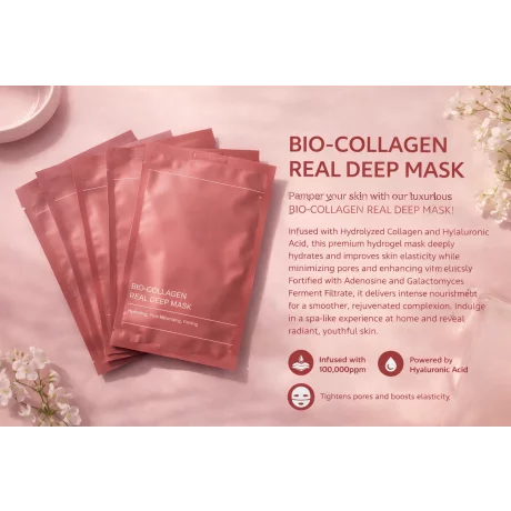 Set 4 masti BIO-Colagen, masca masca de fata Alhena®, Hidrateaza intens si in profunzime, Reduce vizibil porii, Imbunatateste elasticitatea si fermitatea