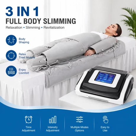 Aparat de slabit 3 în 1 cu presoterapie, EMS si infraroșu îndepărtat pentru slăbire și relaxare corporală, pentru detoxifiere și relaxare la domiciliu sau salon salon