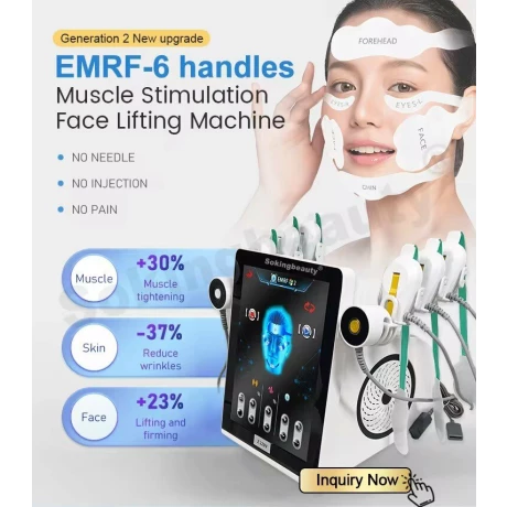 Aparat inteligent de electroliza facia, Tehnologie revolutionara anti aging, RF cu 6 mânere și ecran tactil de 15 inci,  Lifting facial cu microcurent EMS nechirurgical, noninvaziv