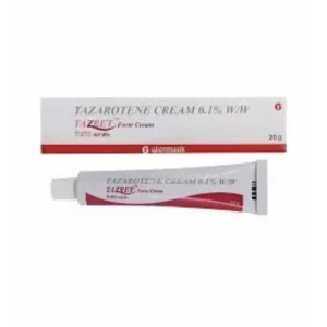 Crema Tazret 0.1%, Tazarotena, Glenmark, 20gr – Solutia Avansata pentru Combaterea Acneei si Regenerarea Pielii, tratament psoriazis, riduri, acnee