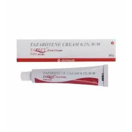 Crema Tazret 0.1%, Tazarotena, Glenmark, 20gr – Solutia Avansata pentru Combaterea Acneei si Regenerarea Pielii, tratament psoriazis, riduri, acnee