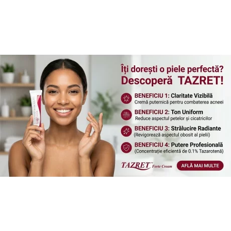 Crema Tazret 0.1%, Tazarotena, Glenmark, 20gr – Solutia Avansata pentru Combaterea Acneei si Regenerarea Pielii, tratament psoriazis, riduri, acnee