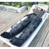 Aparat de presoterapie pentru drenaj limfatic, pantalon talie inalta plus mana, Alhena®M-PRO 3001, 3 X 8 camere de compresie aer, 6 moduri de tratament, 30-250 mmHg, recuperare medicala, anticelulitic, limfedem, marimea XXL, 142/83 negru