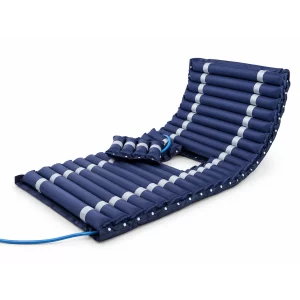 Saltea antiescara fara compresor, Maidesite C01, Presiune Alternativa, dimensiuni 200/90cm, orificiu toaleta, Albastru/Alb
