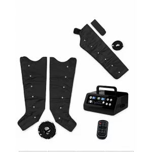 Aparat de presoterapie pentru drenaj limfatic si masaj Alhena® M-PRO 3001, 3 X 8 camere de compresie aer, 6 moduri de tratament, 30-250 mmHg, picioare si brat, marimea XL, negru