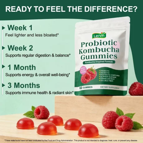 Probiotice 6 în 1 extract de plante pentru susținerea imunității, sănătatea intestinală, Kombucha, 60buc