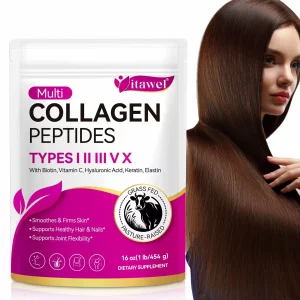 Pudră de colagen cu peptide, Flexibilitatea articulațiilor, Biotină,  Vitamina C, Susține sănătatea părului și a unghiilor