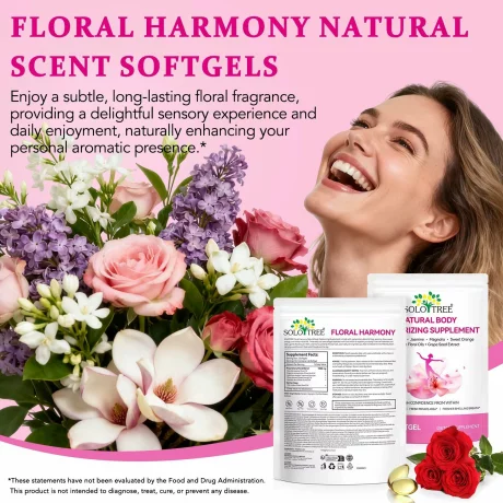 Supliment delicat cu amestec floral, Capsulă deodorantă de corp SOLOTREE, Support Natural Body Freshness, Capsule moi, 120 buc
