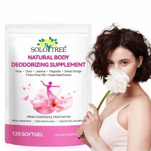Supliment delicat cu amestec floral, Capsulă deodorantă de corp SOLOTREE, Support Natural Body Freshness, Capsule moi, 120 buc