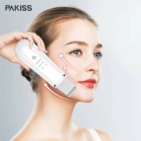 Aparat de curatare faciala 3-in-1, ultrasonic, ionizare, spatula inox, alb